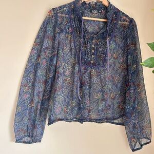 a.n.a Multicolor Paisley Sheer Blouse